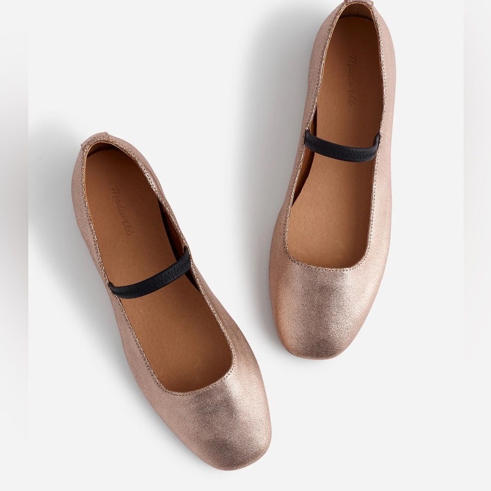 Madewell Metallic Flats with Black Strap